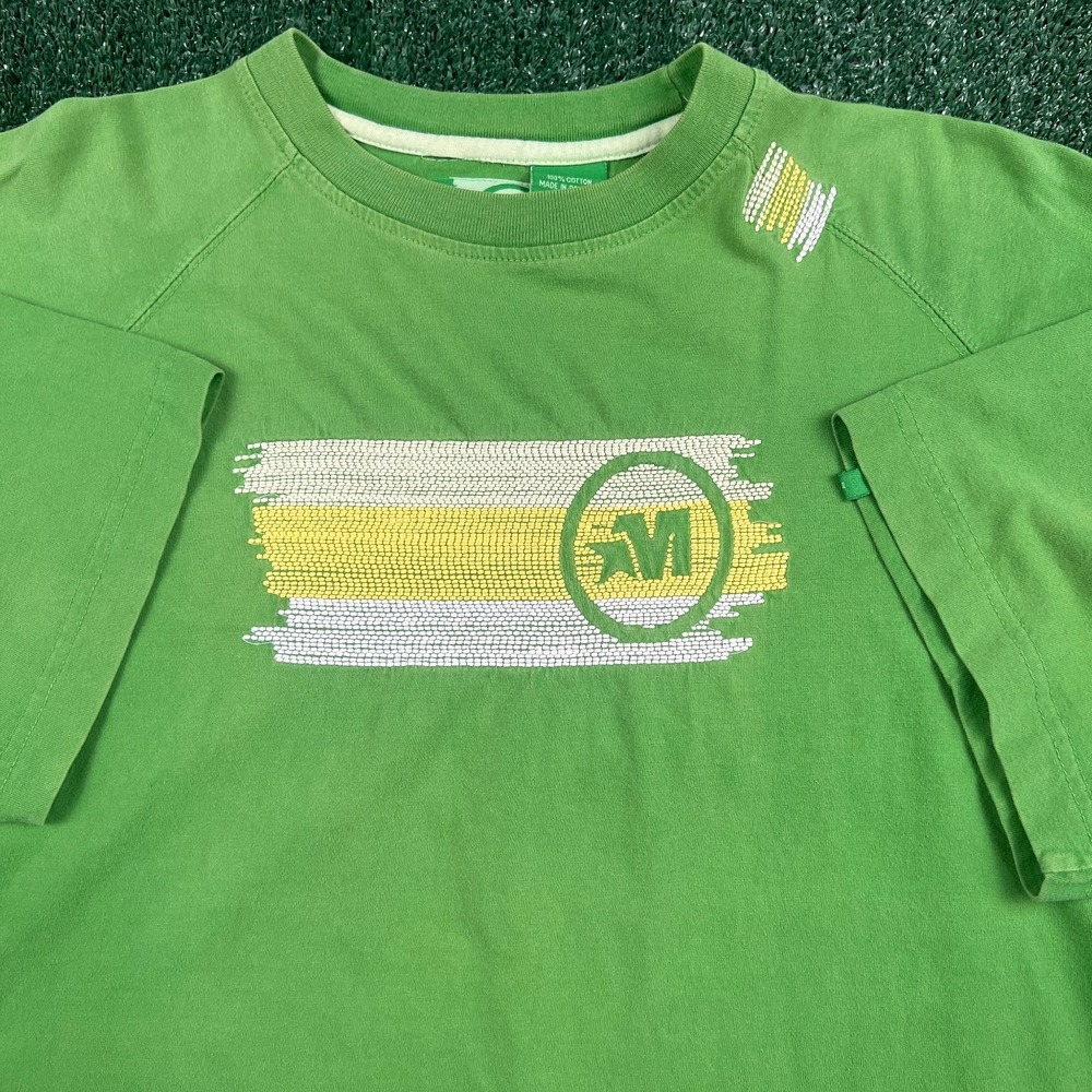 Vintage Mecca T-Shirt Men's XL Green Cotton Hip Hop Embroidered Logo Raglan‎ Y2K